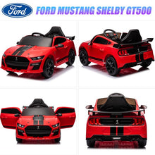 Load image into Gallery viewer, Ford Mustang GT500 Ride on Car for Kids, 12V Powered Ride on Toy with Remote Control, Bluetooth, Radio, Music, USB Port, LED Lights, 4 Wheels Suspension Electric Car for for 3-5 Years Boy Girl