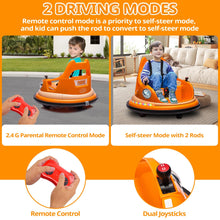 Load image into Gallery viewer, iRerts 12V Bumper Cars for Kids, Bumper Car Ride on with Remote Control, Battery Powered Kids Ride on Toys for 2-5 Year Old Boys Girls, Kids Electric Cars with Bluetooth, Music, LED Light, Orange