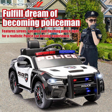 Load image into Gallery viewer, iRerts 12V Ride on Police Cars with Remote Control, Licensed Dodge Charger Kids Ride on Toys for Boys Girls Gifts, Kids Electric Car with Bluetooth, Music, USB, MP3, LED Lights, 3 Speeds, White