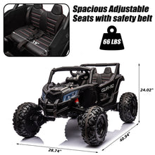 Load image into Gallery viewer, iRerts Black 24V Battery Powered Ride on UTV Cars for Boys Girls, Kids Ride on Toys with Remote Control, Music, LED Light, USB, Bluetooth, Large Seat Kids Electric Vehicle for Christmas Birthday Gifts