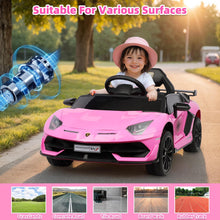 Load image into Gallery viewer, iRerts Pink 24V Lamborghini Xago Battery Powered Ride On Cars with Remote Control for Boys Girls Gifts, Kids Ride on Toys with Bluetooth, Music, MP3, USB, LED lights