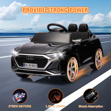 Load image into Gallery viewer, Ride on Toy Car Kids for Boys Girls, Licensed Audi SQ8 12V Ride on Cars with Remote Control, Battery Powered Electric Vehicle Car for Kids with Music, LED Lights, 3 Speed, 4 Wheeler, Black