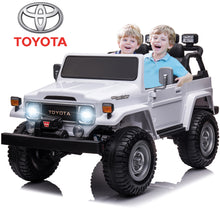 Load image into Gallery viewer, 2 Seater 24v Ride on Trucks, Toyota FJ40 Ride on Car with Remote Control, Battery Powered Ride on Toys with Bluetooth, FM Radio, USB Port and Music, Electric Cars for Kids Boys Girls Gift, White