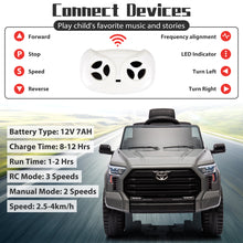 Load image into Gallery viewer, 12V Kids Ride on Car Licensed Toyota Tundra Pickup Electric Vehicle with 2.4G Remote Control Powered Ride on Toy for Boys and Girls, Three speed adjustable, Bluetooth, Ride on Truck for 3-5 Years Old