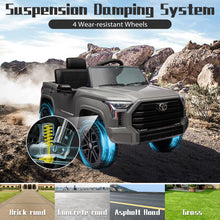 Load image into Gallery viewer, 12V Kids Ride on Car Licensed Toyota Tundra Pickup Electric Vehicle with 2.4G Remote Control Powered Ride on Toy for Boys and Girls, Three speed adjustable, Bluetooth, Ride on Truck for 3-5 Years Old