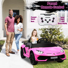 Load image into Gallery viewer, Lamborghini Kids Powered Ride on Car Toy with Remote Control, 12V Electric Vehicle Car for Girls Boys 3-5 Years Old, Sport Car w/ Bluetooth and Fours Wheels Shock Absorption
