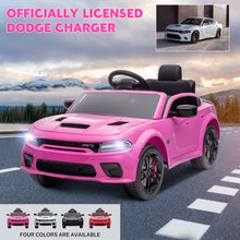 Load image into Gallery viewer, iRerts Ride on Cars, 12 V Licensed Dodge Charger Battery Powered Ride On Toys with Remote Control, MP3 Player, LED Headlights, Safety Belt, 4 Wheeler, Electric Car for Kids 3-5 Boys Girls, Pink