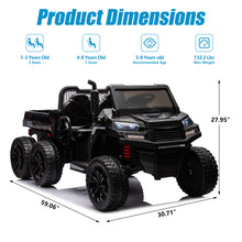 Load image into Gallery viewer, iRerts 2 Seater 24V Ride on Truck with Dump Bed, Battery Powered Ride on Car UTV with Remote Control for Boys Girls, 4WD 6 Wheels Ride on Tractor Toys with Bluetooth, Music, USB/TF Card Slots, Black