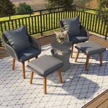 Load image into Gallery viewer, Outdoors Patio Furniture Conversation Rattan Chair Set 5 Piece, Wicker Rattan Sofa Set with Cushions and Coffee Table