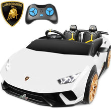 Load image into Gallery viewer, 24V Ride on Cars 2 Seater for Kids, Lamborghini Huracan Battery Powered Ride on Toy Sports Car with Remote Control, Electric Car for Boys Girls 3-8 with Music/LED Lights/Bluetooth/4WD, Black