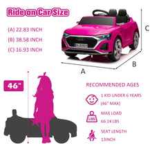 Load image into Gallery viewer, Ride on Toy Car Kids for Boys Girls, Licensed Audi SQ8 12V Ride on Cars with Remote Control, Battery Powered Electric Vehicle Car for Kids with Music, LED Lights, 3 Speed, 4 Wheeler, Pink
