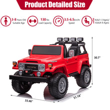 Load image into Gallery viewer, 2 Seater 24v Ride on Trucks, Toyota FJ40 Ride on Car with Remote Control, Battery Powered Ride on Toys with Bluetooth, FM Radio, USB Port and Music, Electric Cars for Kids Boys Girls Gift, Red