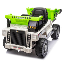 Load image into Gallery viewer, iRerts Ride on Dump Truck for Boys, 12V Ride on Car with Remote Control, 4 Wheel Construction Vehicles with Electric Dump Bed and Shovel, Powered Ride on Toys with Bluetooth, Music, USB Port, White