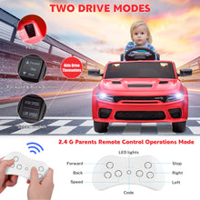 Load image into Gallery viewer, iRerts Ride on Cars, 12 V Licensed Dodge Charger Battery Powered Ride On Toys with Remote Control, MP3 Player, LED Headlights, Safety Belt, 4 Wheeler, Electric Car for Kids 3-5 Boys Girls, Red