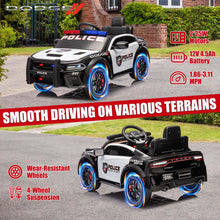 Load image into Gallery viewer, iRerts 12V Ride on Police Cars with Remote Control, Licensed Dodge Charger Kids Ride on Toys for Boys Girls Gifts, Kids Electric Car with Bluetooth, Music, USB, MP3, LED Lights, 3 Speeds, White