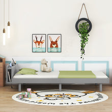 Load image into Gallery viewer, iRerts Wood Twin Platform Bed Frame with Headboard, Twin Bed Frame with Storage, Built-in USB Port, Modern Twin Size Bed Frames for Kids Teens Adults Bedroom, No Box Spring Needed, Gray