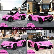 Load image into Gallery viewer, Lamborghini Kids Powered Ride on Car Toy with Remote Control, 12V Electric Vehicle Car for Girls Boys 3-5 Years Old, Sport Car w/ Bluetooth and Fours Wheels Shock Absorption