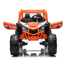 Load image into Gallery viewer, iRerts Orange 24V Battery Powered Ride on UTV Cars for Boys Girls, 2 Seater Kids Ride on Toys with Remote Control, Music, LED Light, USB, Bluetooth, Kids Electric Vehicle for Christmas Birthday Gifts