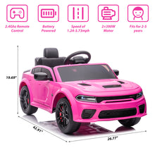 Load image into Gallery viewer, Kids Electric Cars With Remote Control, Licensed Dodge Charger 12V Ride on Cars for Boys Girls, Battery Powered Ride on Toys with Bluetooth, USB, MP3, 4 Wheel Suspension, Pink