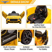 Load image into Gallery viewer, Kids Electric Car for Boys Girls Gift, Licensed Bentley Mulsanne 12V Ride On Cars with Remote Control, Battery Powered Ride On Toys with Bluetooth, USB, MP3, LED Light, Yellow