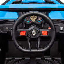 Load image into Gallery viewer, iRerts Blue 12V Battery Powered Ride on UTV Cars for Boys Girls, Kids Ride on Toys with Remote Control, Music, LED Light, USB, Bluetooth, 4 Wheels Kids Electric Vehicle for Christmas Birthday Gifts