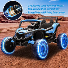 Load image into Gallery viewer, iRerts Blue 24V Battery Powered Ride on UTV Cars for Boys Girls, Kids Ride on Toys with Remote Control, Music, LED Light, USB, Bluetooth, Large Seat Kids Electric Vehicle for Christmas Birthday Gifts