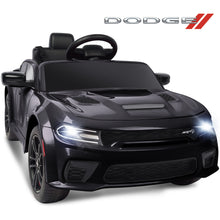 Load image into Gallery viewer, iRerts Ride on Cars, 12 V Licensed Dodge Charger Battery Powered Ride On Toys with Remote Control, MP3 Player, LED Headlights, Safety Belt, 4 Wheeler, Electric Car for Kids 3-5 Boys Girls, Black