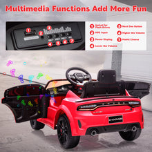 Load image into Gallery viewer, iRerts Ride on Cars, 12 V Licensed Dodge Charger Battery Powered Ride On Toys with Remote Control, MP3 Player, LED Headlights, Safety Belt, 4 Wheeler, Electric Car for Kids 3-5 Boys Girls, Red