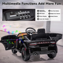 Load image into Gallery viewer, iRerts Ride on Cars, 12 V Licensed Dodge Charger Battery Powered Ride On Toys with Remote Control, MP3 Player, LED Headlights, Safety Belt, 4 Wheeler, Electric Car for Kids 3-5 Boys Girls, Black
