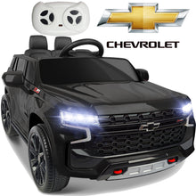Load image into Gallery viewer, iRerts 12V Battery Powered Ride on Cars with Remote Control, Licensed Chevrolet Tahoe Kids Electric Cars for 3-6 Ages Kids Gift, Ride On Toy with Bluetooth, Music, MP3/USB/AUX Port, LED Light, Black