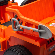 Load image into Gallery viewer, iRerts Ride on Dump Truck for Boys, 12V Ride on Car with Remote Control, 4 Wheel Construction Vehicles with Electric Dump Bed and Shovel, Powered Ride on Toys with Bluetooth, Music, USB Port, Orange
