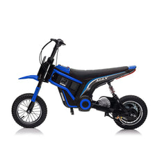 Load image into Gallery viewer, iRerts 24V Ride On Motocross Motorcycle, Kids Electric Dirt Bike for Boys 8-12, Kids Motorcycle with Dual Suspension, MP3 Player, Speeds up to 14.29MPH, Blue