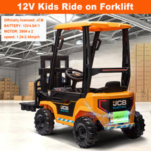 Load image into Gallery viewer, JCB 12V Ride on Forklift for Kids Ride on Car with Remote Control Ride on Toy for Toddler, 3 Speed, Electric Ride on Truck for 3-6 Boys and Girls