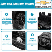 Load image into Gallery viewer, 2 Seater 24V Ride on Cars with Remote Control, Licensed Chevrolet Silverado Kids Ride on Truck for Boys Girls Birthday Christmas Gifts, Battery Powered Kids Electric Cars with LED Lights, Music, Black