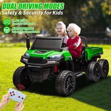 Load image into Gallery viewer, iRerts 2 Seater 24V Ride on Truck with Dump Bed, Battery Powered Ride on Car UTV with Remote Control for Boys Girls, 4WD 6 Wheels Ride on Tractor Toys with Bluetooth, Music, USB/TF Card Slots, Green
