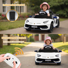 Load image into Gallery viewer, iRerts White 24V Lamborghini Xago Battery Powered Ride On Cars with Remote Control for Boys Girls Gifts, Kids Ride on Toys with Bluetooth, Music, MP3, USB, LED lights