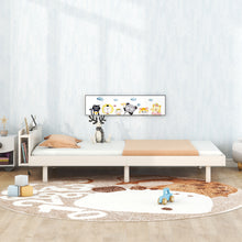 Load image into Gallery viewer, iRerts Wood Twin Platform Bed Frame with Headboard, Twin Bed Frame with Storage, Built-in USB Port, Modern Twin Size Bed Frames for Kids Teens Adults Bedroom, No Box Spring Needed, White Washed