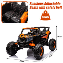 Load image into Gallery viewer, iRerts Orange 24V Battery Powered Ride on UTV Cars for Boys Girls, Kids Ride on Toys with Remote Control, Music, LED Light, USB, Bluetooth, Large Seat Kids Electric Vehicle for Christmas Birthday Gift