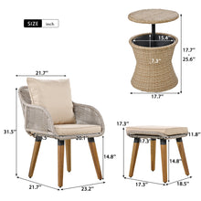 Load image into Gallery viewer, Outdoors Patio Furniture Conversation Rattan Chair Set 5 Piece, Wicker Rattan Sofa Set with Cushions and Coffee Table