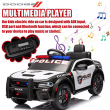Load image into Gallery viewer, iRerts 12V Ride on Police Cars with Remote Control, Licensed Dodge Charger Kids Ride on Toys for Boys Girls Gifts, Kids Electric Car with Bluetooth, Music, USB, MP3, LED Lights, 3 Speeds, White