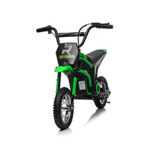 Load image into Gallery viewer, iRerts 24V Ride On Motocross Motorcycle, Kids Electric Dirt Bike for Boys 8-12, Kids Motorcycle with Dual Suspension, MP3 Player, Speeds up to 14.29MPH, Green