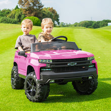 Load image into Gallery viewer, 2 Seater 24V Ride on Cars with Remote Control, Licensed Chevrolet Silverado Kids Ride on Truck for Boys Girls Birthday Christmas Gifts, Battery Powered Kids Electric Cars with LED Lights, Music, Pink