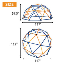 Load image into Gallery viewer, iRerts Toddler Dome Climber, Outdoor Climbing Dome for Kids 3-10 Years Old, Geometric Dome Climber Rust and UV Resistant Steel Frame Kids Playground Climbers with 375 LBS Capacity, Blue + Yellow