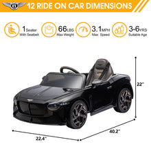 Load image into Gallery viewer, Ride on Car for Boys Girls, Bentley Mulsanne 12V Kids Electric Car Vehicle with Remote Control, Battery Powered Ride on Toys with Bluetooth, USB/MP3, LED Light, 3-6 Ages Kid Birthday Gift, Black