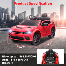 Load image into Gallery viewer, iRerts Ride on Cars, 12 V Licensed Dodge Charger Battery Powered Ride On Toys with Remote Control, MP3 Player, LED Headlights, Safety Belt, 4 Wheeler, Electric Car for Kids 3-5 Boys Girls, Red