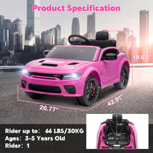 Load image into Gallery viewer, iRerts Ride on Cars, 12 V Licensed Dodge Charger Battery Powered Ride On Toys with Remote Control, MP3 Player, LED Headlights, Safety Belt, 4 Wheeler, Electric Car for Kids 3-5 Boys Girls, Pink
