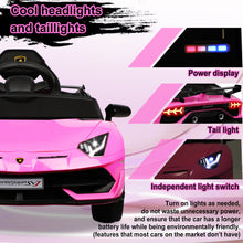 Load image into Gallery viewer, Lamborghini Kids Powered Ride on Car Toy with Remote Control, 12V Electric Vehicle Car for Girls Boys 3-5 Years Old, Sport Car w/ Bluetooth and Fours Wheels Shock Absorption