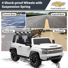 Load image into Gallery viewer, iRerts 12V Battery Powered Ride on Cars with Remote Control, Licensed Chevrolet Silverado 2 Seater Kids Electric Cars for 2-6 Ages Kids Gift, Ride On Toy with Music, MP3/USB/AUX Port, LED Light, White