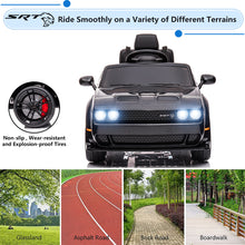 Load image into Gallery viewer, 12v Ride on Cars with Remote Control, Licensed Dodge Challenger Battery Powered Kids Electric Car, Ride on Toys for Kids Boys Girls 3-5 Ages Gift with Bluetooth, Music, USB/MP3 Port, LED Light, Black