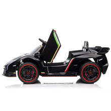Load image into Gallery viewer, iRerts 12V Ride on Sports Cars with Remote Control, Lamborghini Poison Kids Ride on Vehicles Toys for Boys Girls 3-5 Years Old Gifts, Battery Powered Kids Electric Cars with Music, LED Light, Black